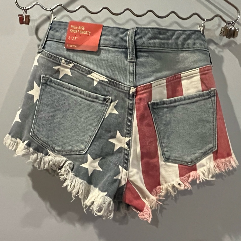 Mossimo Supply Co.™ ~ Size 2 ~ Red White Blue Frayed Hemline ~ Distressed Shorts